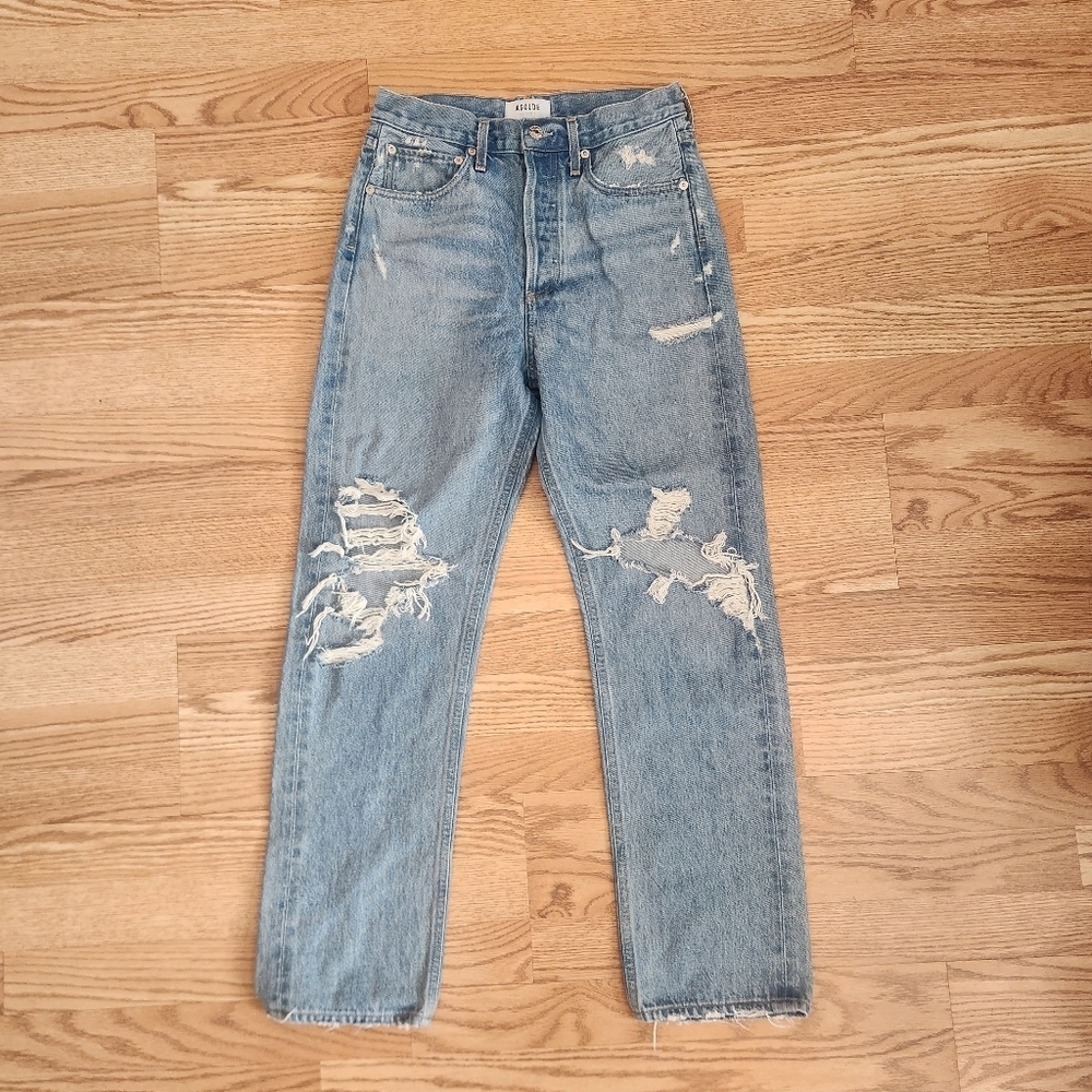 EUC Agolde 90s Mid Rise Loose Fit Jeans In Color Fall Out, Distressed Size 25